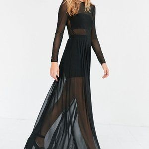 UO Silence + Noise Katerina Pleated Mesh Maxi Dress